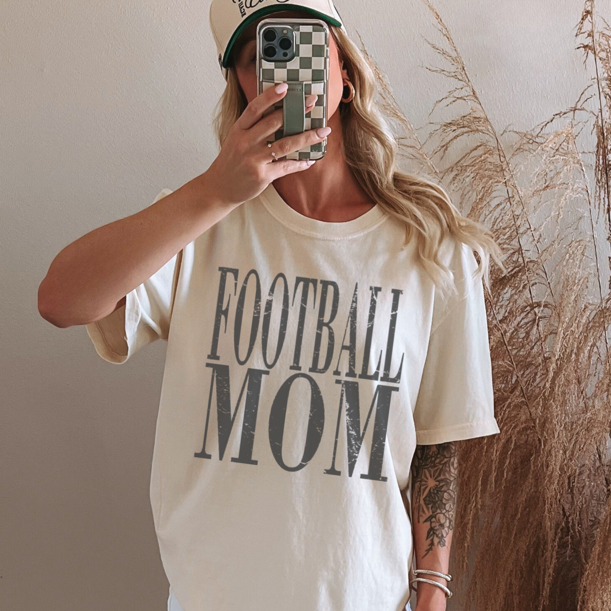 Collection of Distressed Football Mom Tee Shirt in a gallery layout
