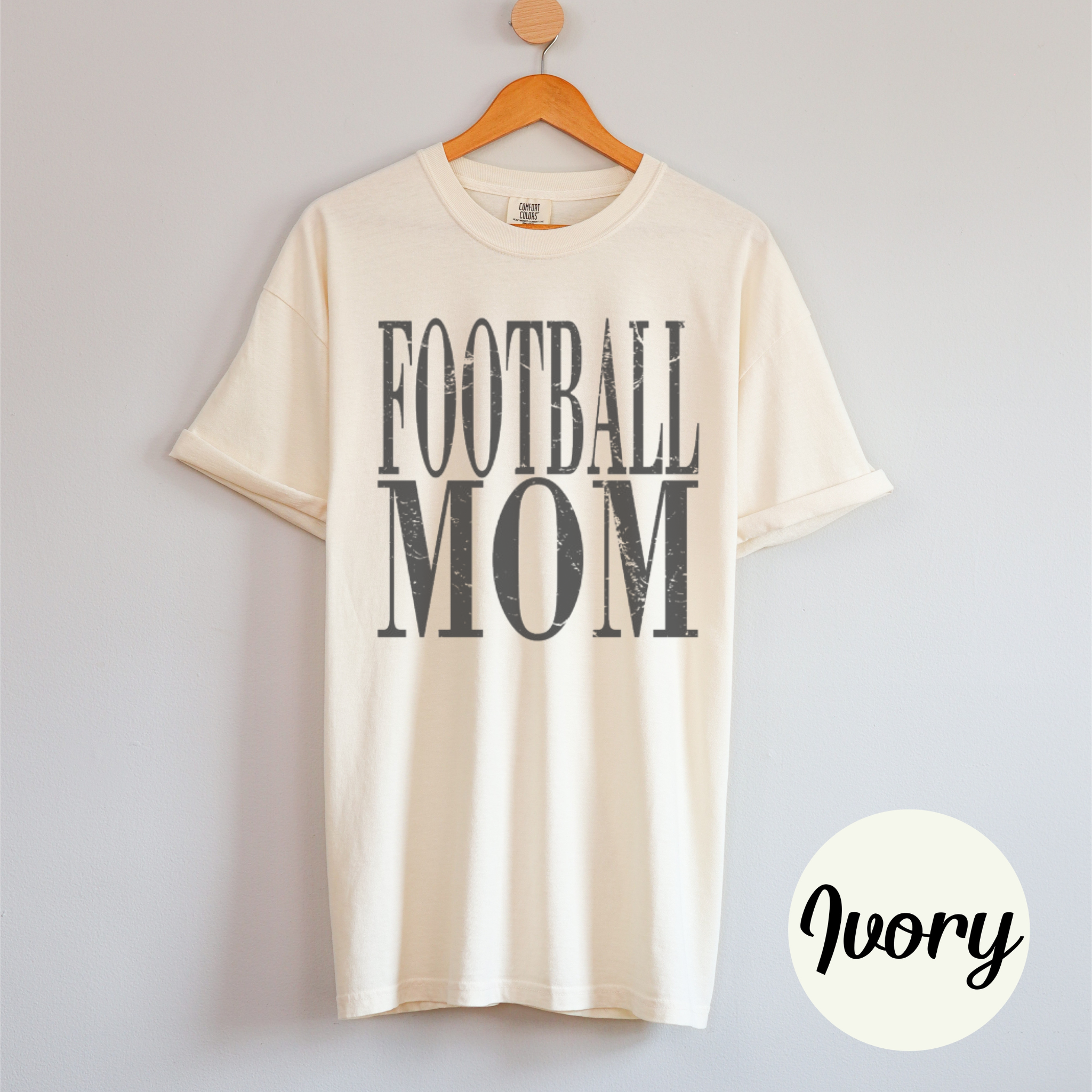 Collection of Distressed Football Mom Tee Shirt in a gallery layout