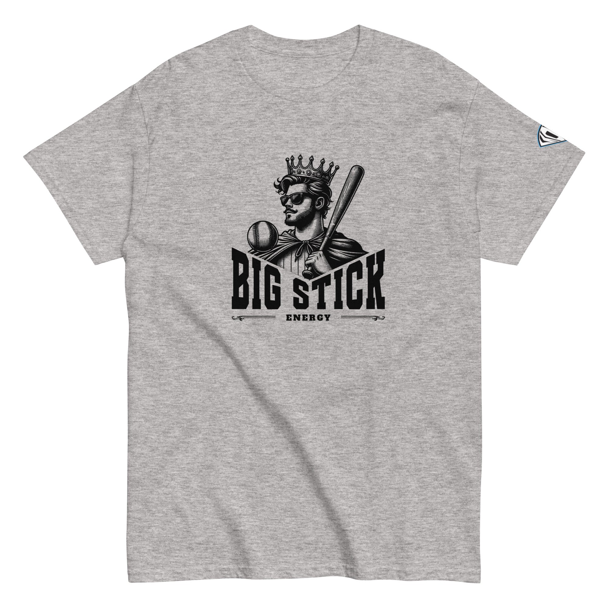 Collection of gray big stick energy baseball shirt in a gallery layout