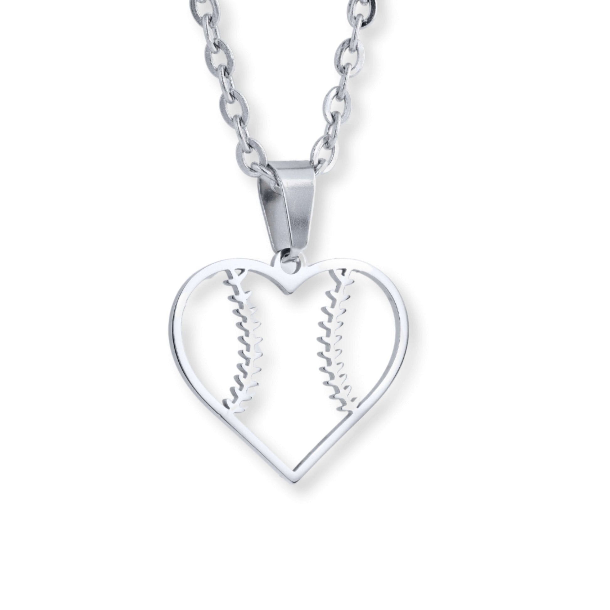Heart Seams Baseball Necklace