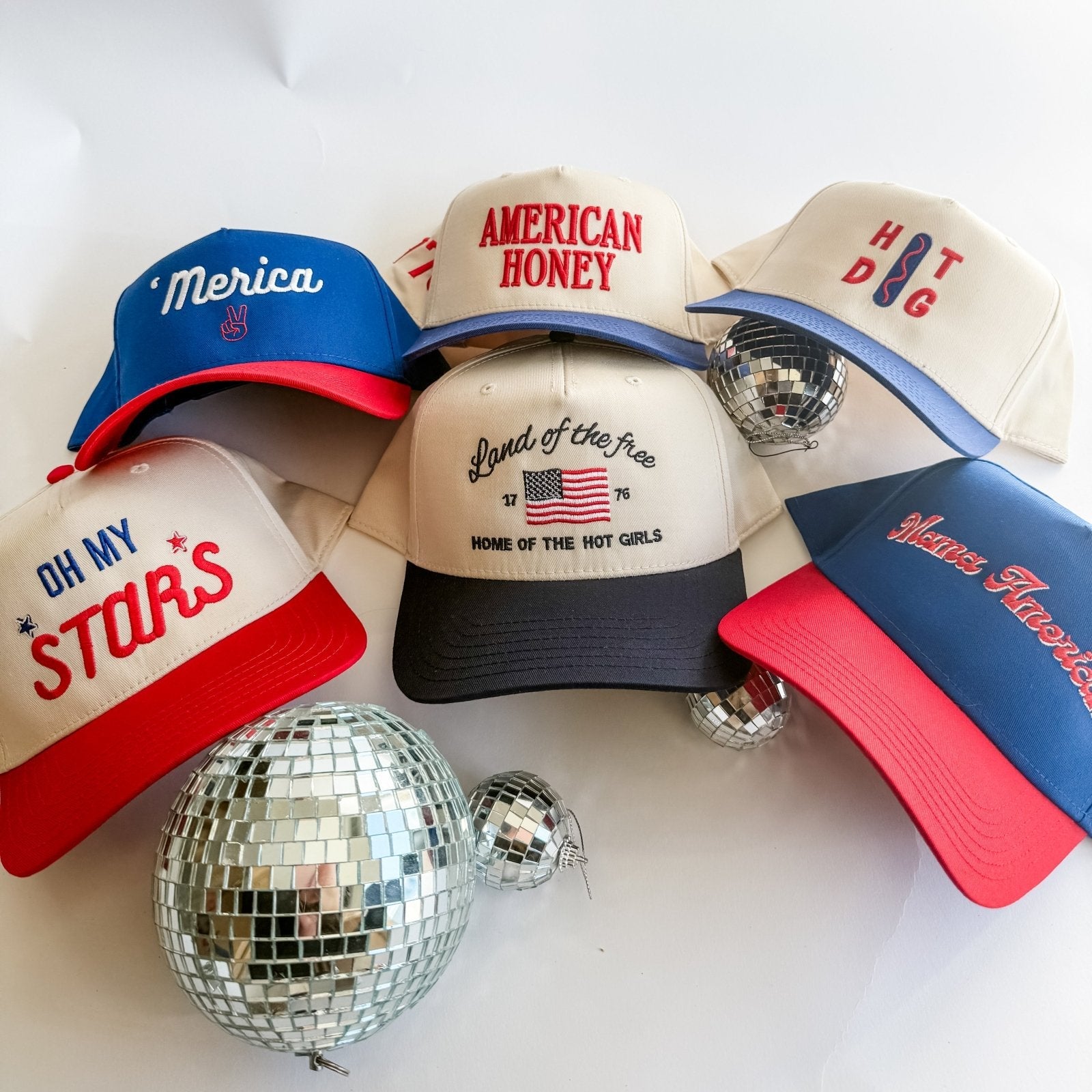 Collection of Collection of embroidered hats in a gallery layout