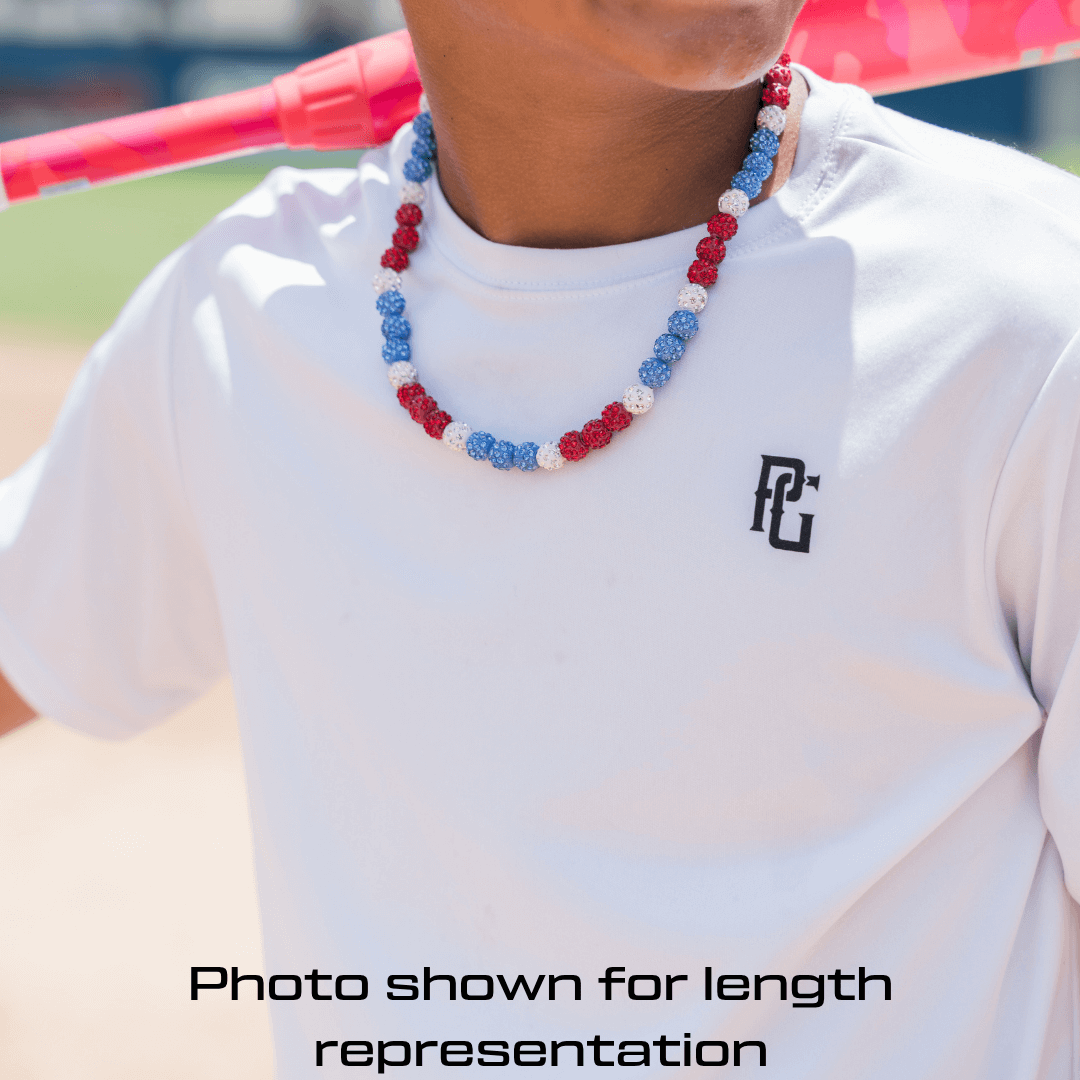 Dinger Iced Out Baseball Bead Necklace