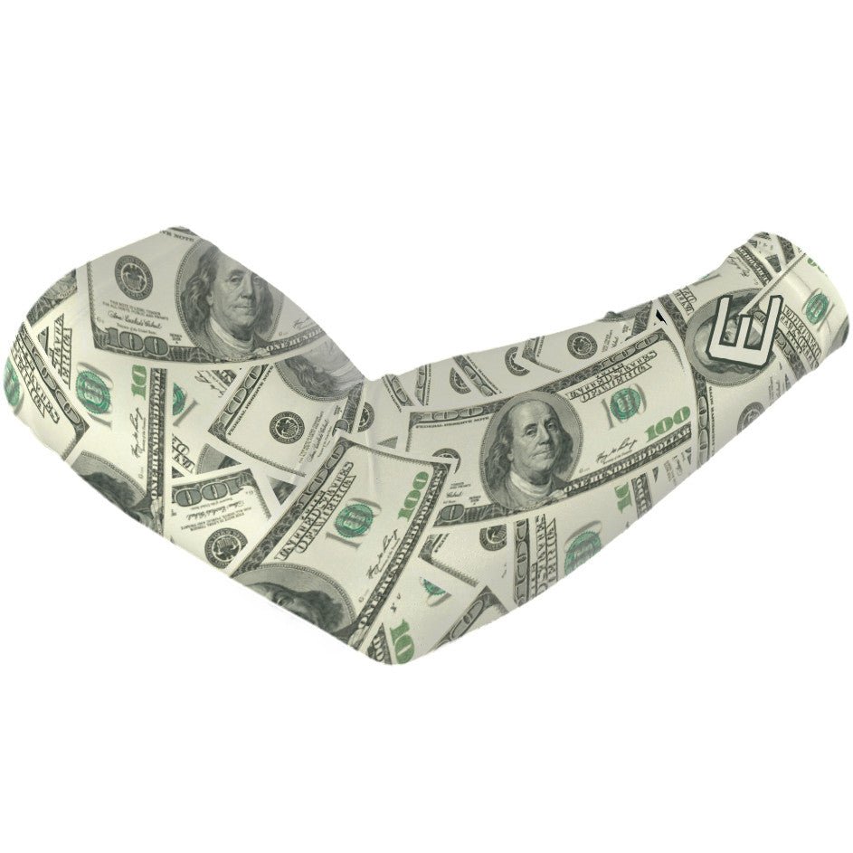 Collection of Arm Sleeve with dollar bill pattern on a white background in a gallery layout