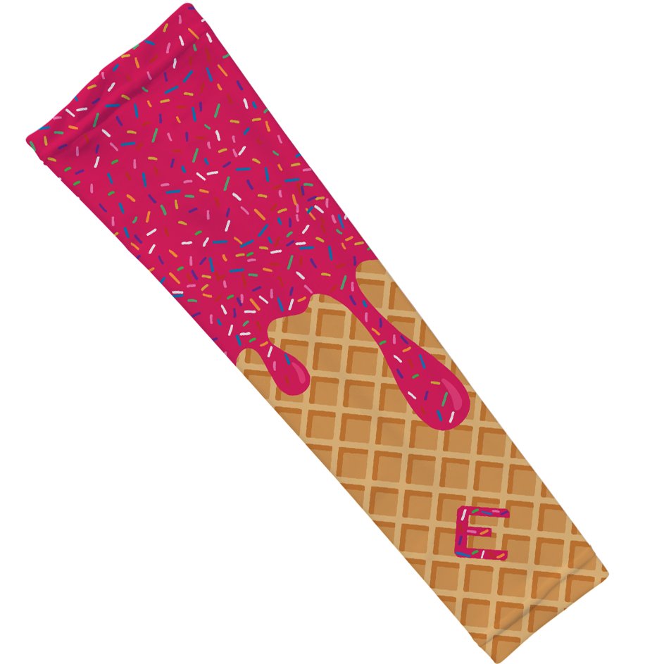 Yoga mat with waffle pattern and pink ice cream scoop design on a white background