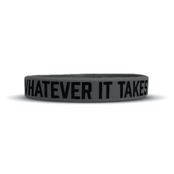 Collection of Black wristband with 'Whatever It Takes' text on a white background in a gallery layout