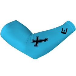 Collection of Blue arm sleeve with black logo on a white background in a gallery layout