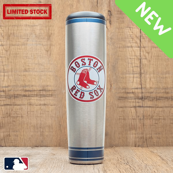 Collection of Tumbler with Boston Red Sox logo on a wooden background in a gallery layout