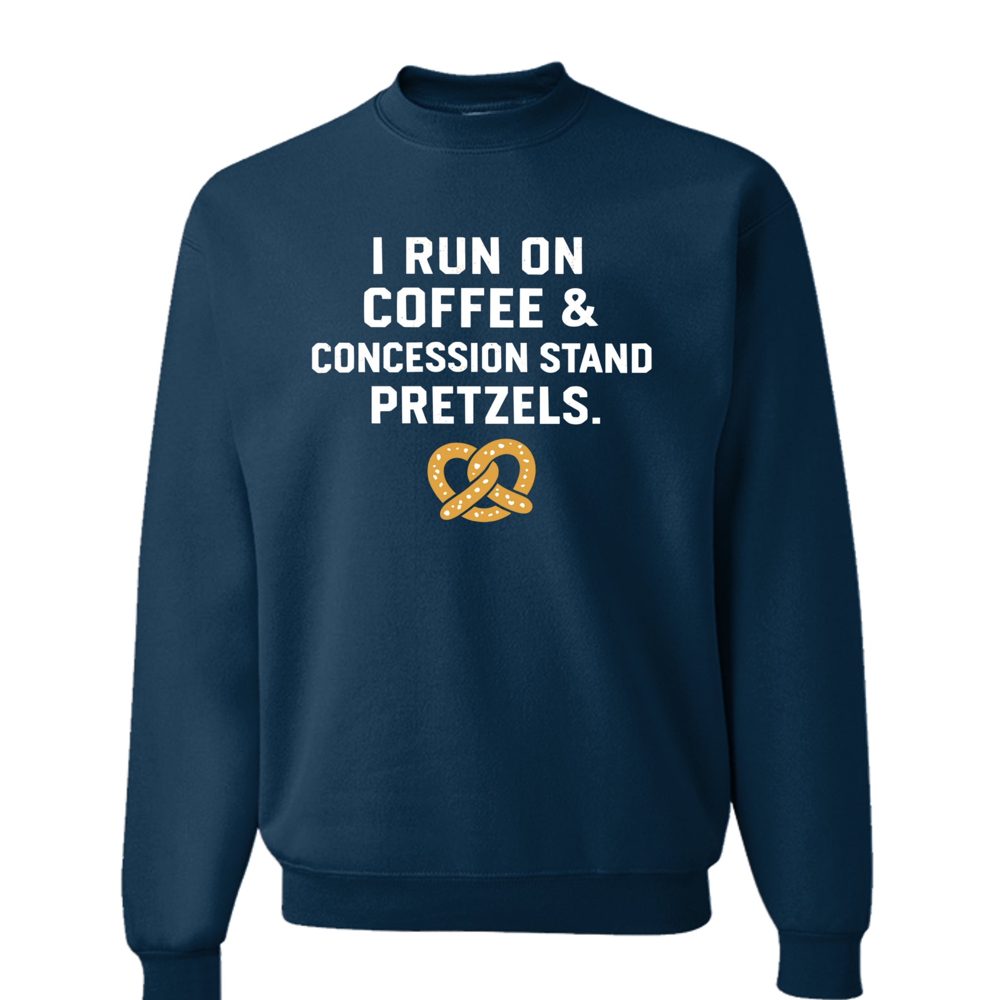 Navy - Coffee and concession stand pretzels crewneck