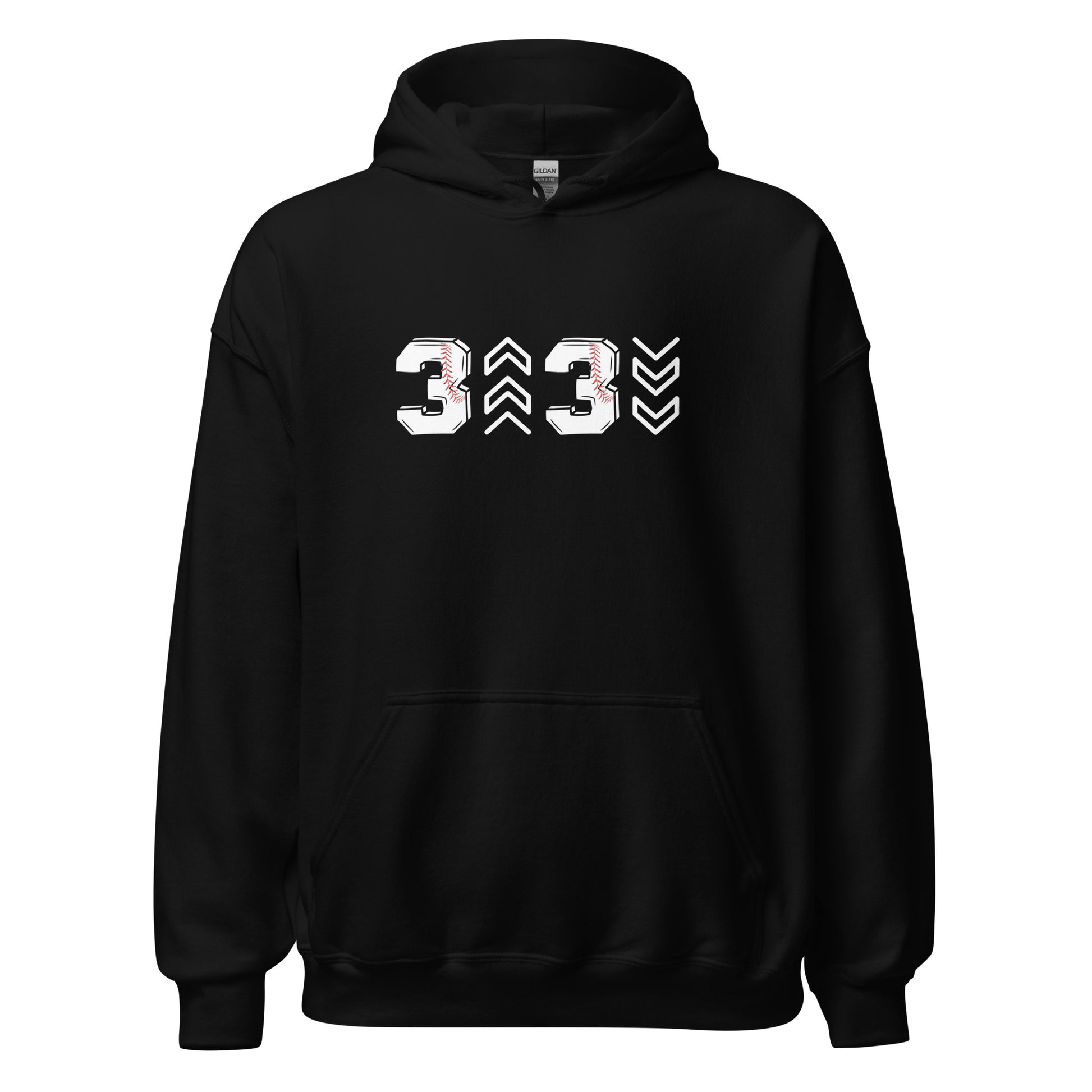 three up three down black hoodie