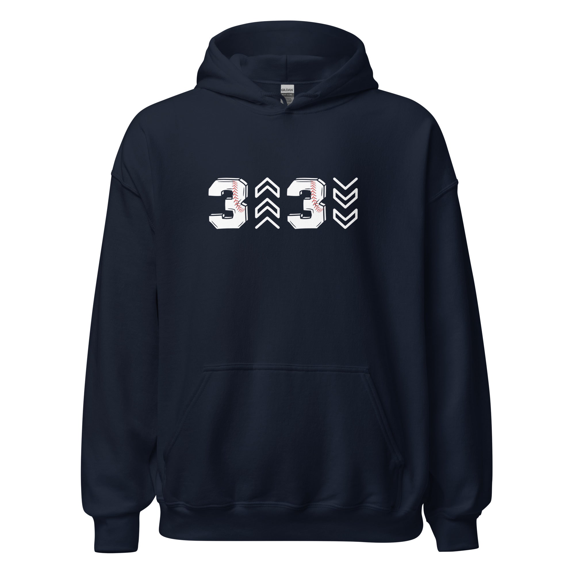 Collection of three up three down navy hoodie in a gallery layout