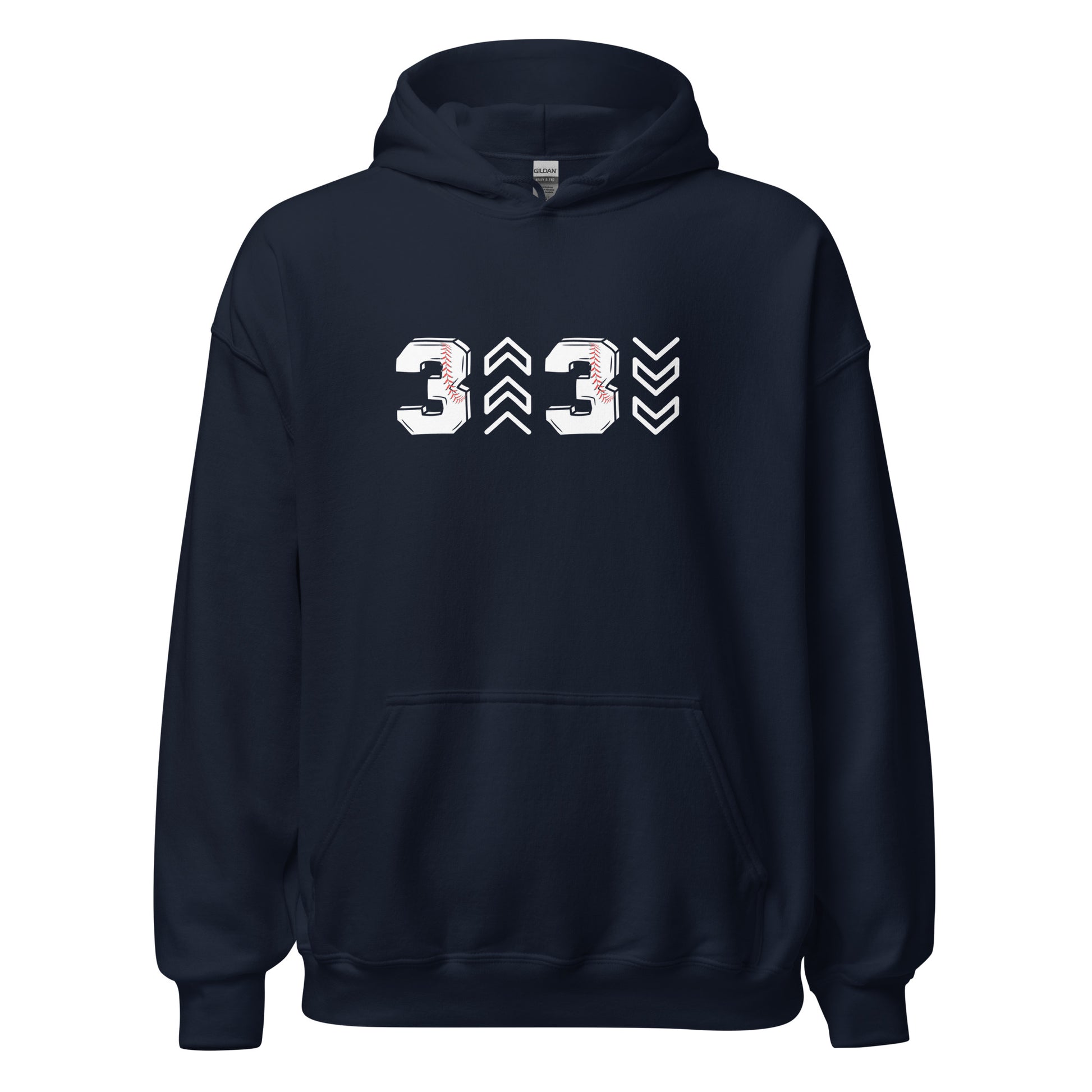 three up three down navy hoodie
