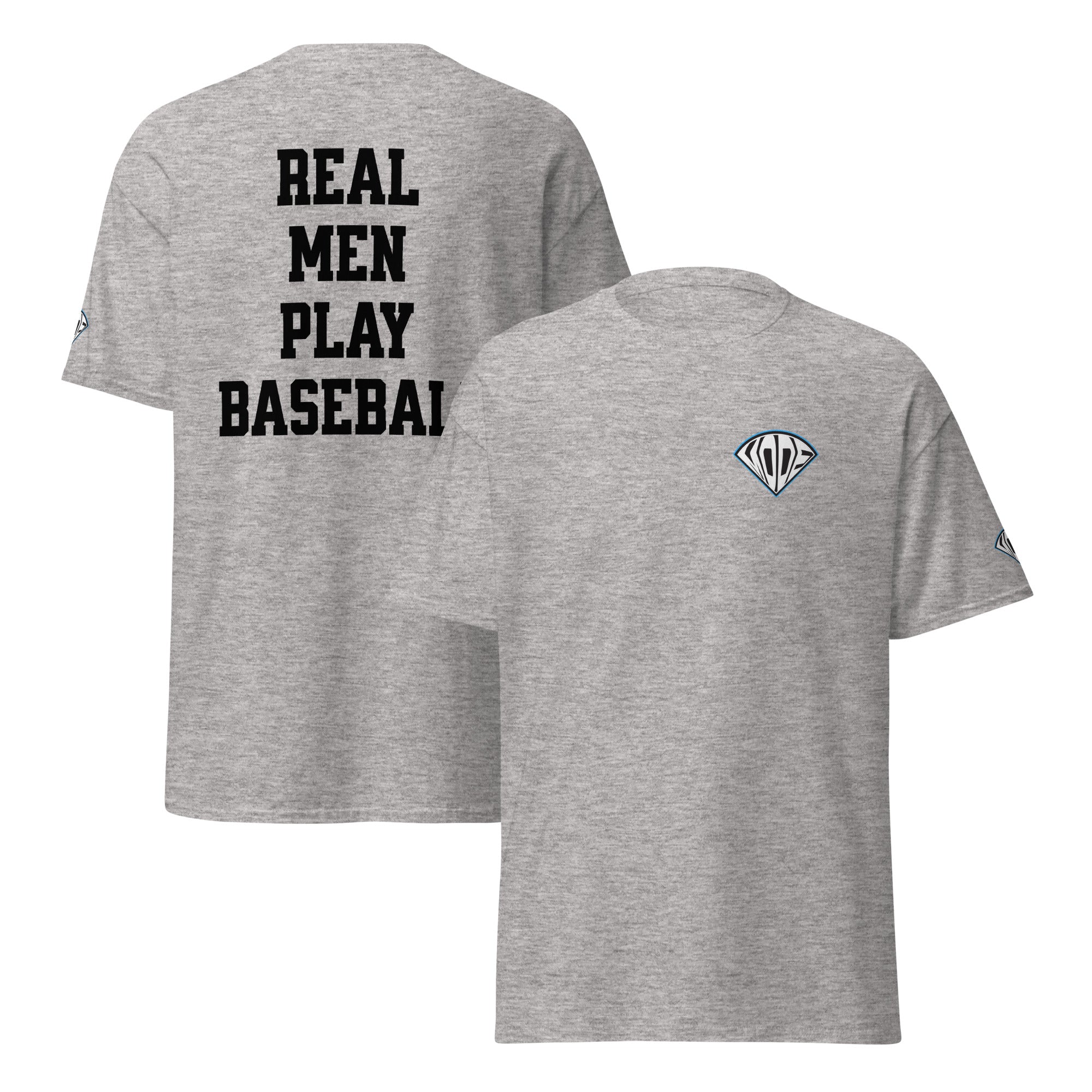 Collection of Real Men Play Baseball T-Shirt in a gallery layout